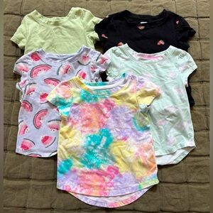 5 toddler girl t-shirts, USED, size 2T, short sleeve